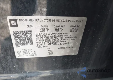 2020 GMC Terrain Fwd Sle из США, поврежденный, VIN 3GKALMEV3LL172946